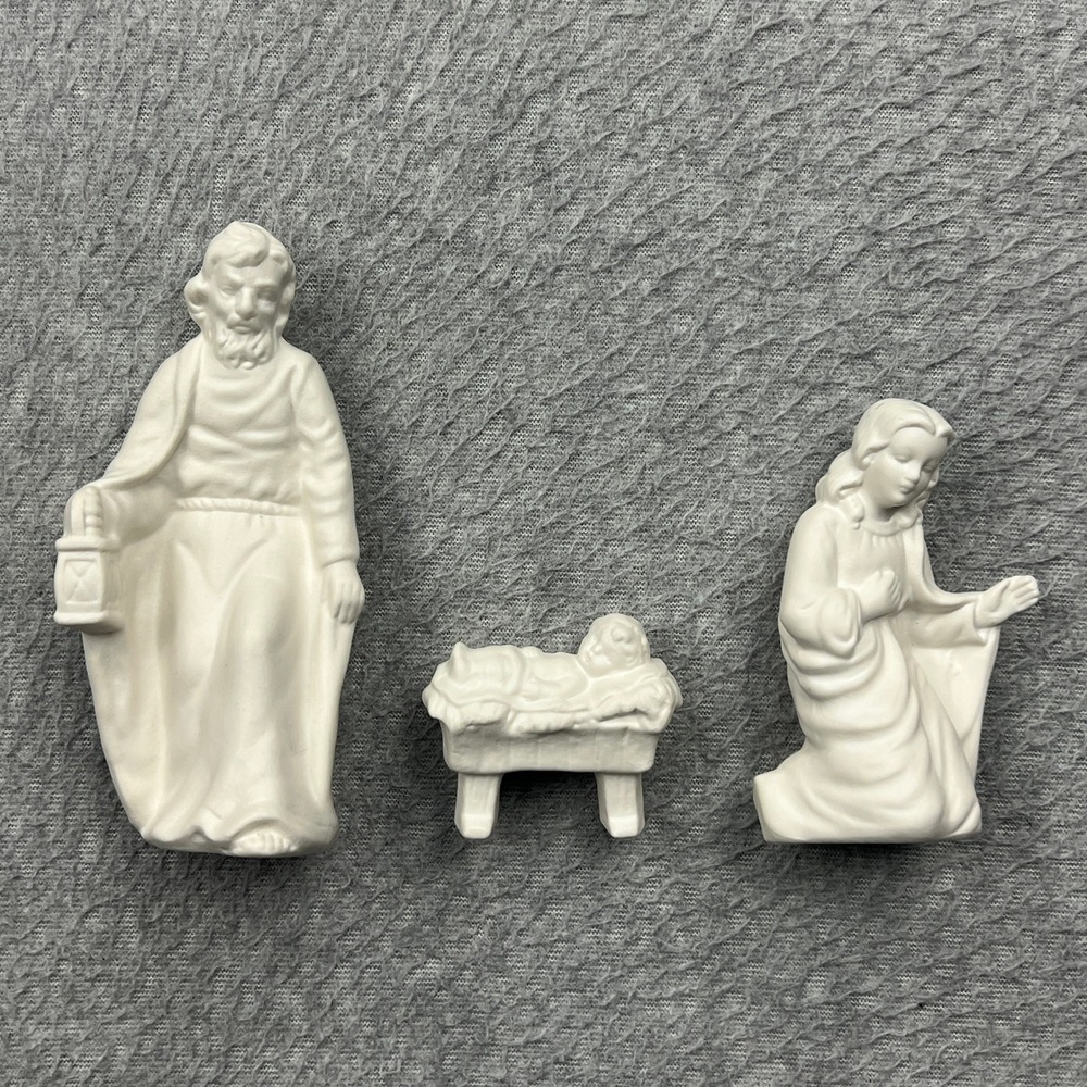 VTG Goebel Nativity Figurine Set White Porcelain 3pc West Germany Mary Jesus 90s